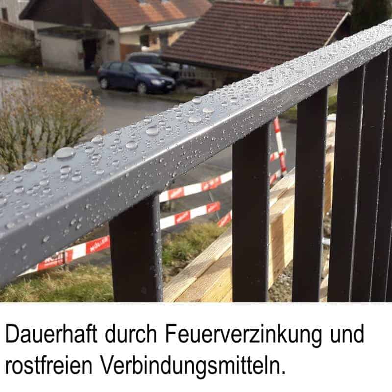 Dauerhaft durch Feuerverzinkung und rostfreie Verbindungsmittel