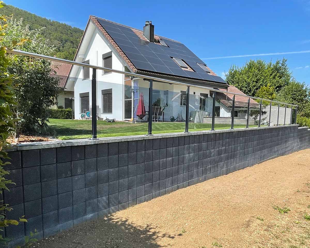 Geländer mit Glasfüllung Rauchglas